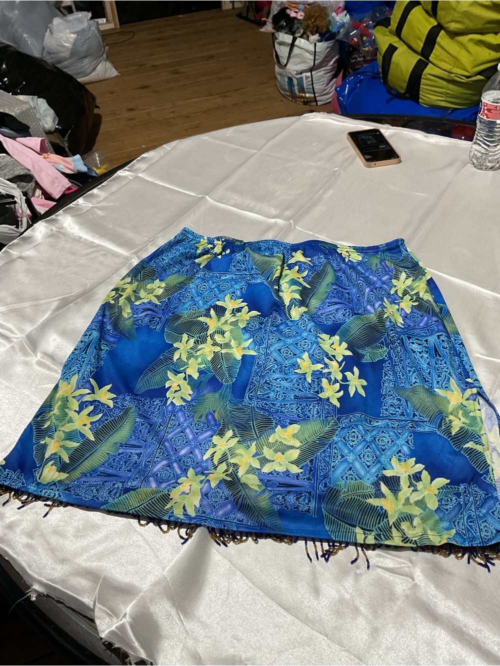 Blue Tropical Floral Skirt